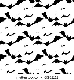 Vector illustration for the halloween. Seamless background with bats.