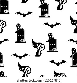 Vector illustration of Halloween seamless pattern background.