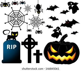vector illustration of Halloween set