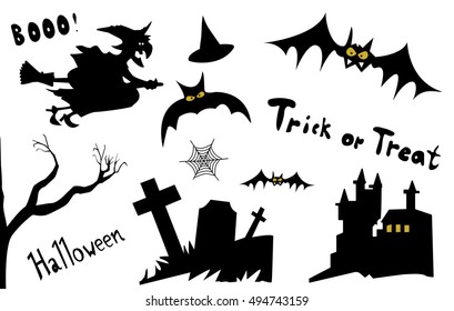 Vector illustration Halloween set of icons and figures