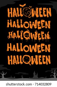 Vector illustration of Halloween, a set of inscriptions, text, lettering, a terrible inscription, a grunge style, for pragmatist design.