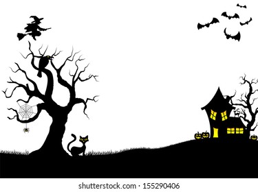 vector illustration of halloween silhouette background