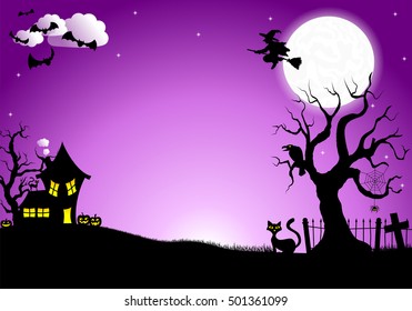 vector illustration of halloween silhouette background