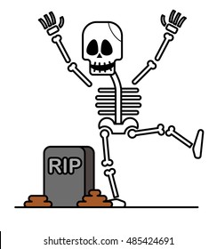 Vector illustration - Halloween skeleton character.