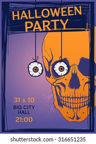 Vector illustration of Halloween skull 