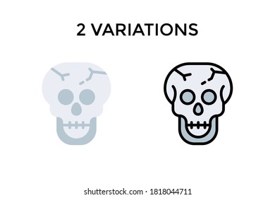 Vector illustration of halloween skull icon or logo. Use flat and lineal color design style. 