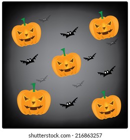 Vector, illustration halloween smile pumpkin background