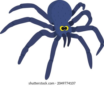 Vector illustration Halloween spider. Hand draw cute blue spider isolated on white background. Element for Halloween design. Stylized fantastic steam-pank spider