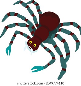 Vector illustration Halloween spider. Hand draw cute brown spider isolated on white background. Element for Halloween design. Stylized fantastic steam-pank spider