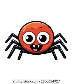 Vector illustration Halloween spider. Hand draw cute blue spider isolated on white background. Element for Halloween design. Stylized fantastic steam-pank spider.