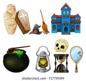 Vector illustration of Halloween symbols collection