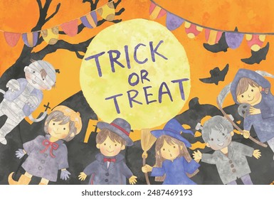 Vector illustration of Halloween with watercolor touch