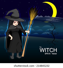 vector illustration of halloween witch