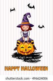 Vector Illustration of a Halloween Witch