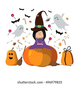 Vector Illustration of a Halloween Witch. Vector Illustration
