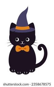 vector illustration of a halloween witch cat for banners, cards, flyers, social media wallpapers, etc.