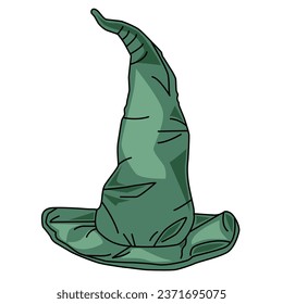 vector illustration, Halloween Witch wizard's hat isolated on white background with clipping path - vector
