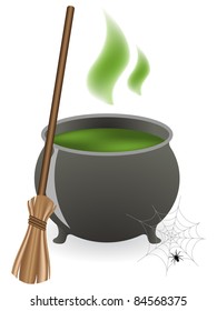 A vector illustration of a Halloween witches cauldron.