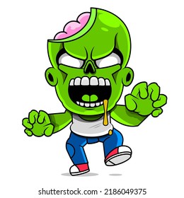 Vector illustration of halloween zombies. Green zombies. Ready for party. 31 October. Halloween Party.