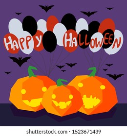 Vector illustration. Halloween.Funny company. Balloons.