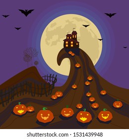 Vector illustration. Halloween.Funny company. Mr. pumpkin.
