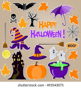 Vector illustration of halloweens stickers