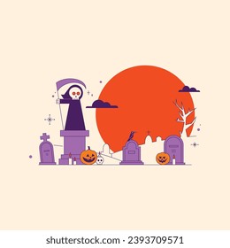 Vector Illustration Hallowen. Immerse yourself in the spooky and enchanting world of Halloween with our Illustration Halloween Collection