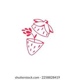 vector illustration of a halved strawberry