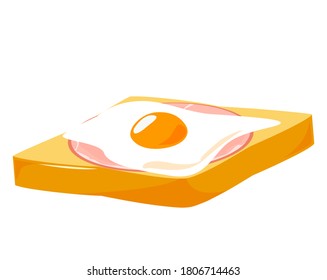 Vector illustration of ham egg and toast breakfast set