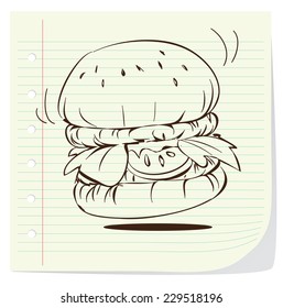 Vector illustration of hamburger in doodle style