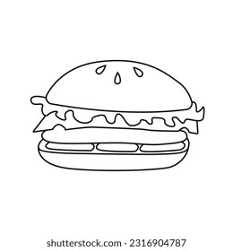 Vector illustration of hamburger in doodle style