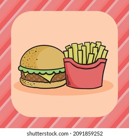 Vector illustration Hamburger French Fries