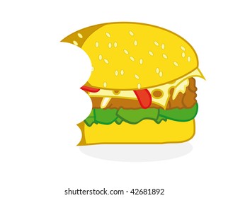 vector illustration of hamburger isolated on background