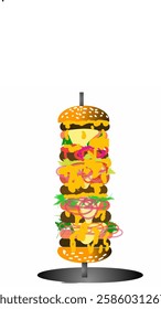 Vector illustration of a hamburger with a jumbo appearance that is appetizing.