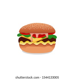 vector illustration of a hamburger. With a plain white background.