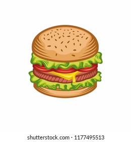 Vector illustration of a hamburger retro sketch style. Burger house.