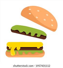 Vector illustration of a hamburger showing the inside, themed on businesses and restaurants, perfect for advertising food products.