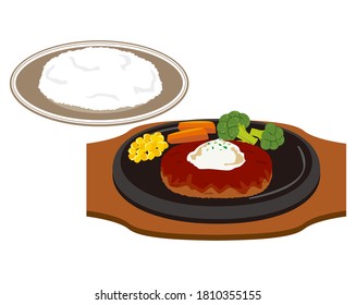 Vector illustration of hamburger steak .