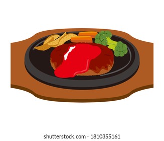 Vector illustration of hamburger steak .