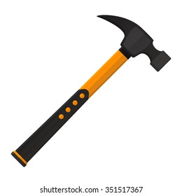 Vector illustration. Hammer in flat design isolated on white background 