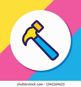 Vector illustration of hammer icon colored line. Beautiful industry element also can be used as carpentry icon element.