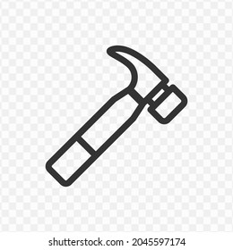 Vector illustration of hammer icon in dark color and transparent background(png).