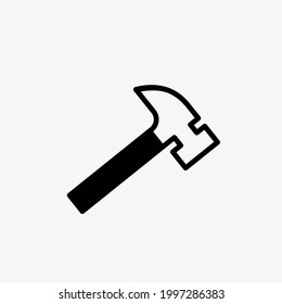 Vector illustration of hammer icon isolated on white