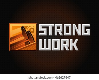 Vector illustration of the hammer logo and sign strong work - Shutterstock ID 462627847