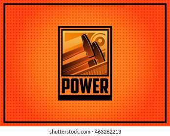 Vector illustration of the hammer logo and sign power