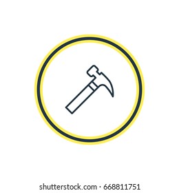 Vector Illustration Of Hammer Outline. Beautiful Industry Element Also Can Be Used As Handle Hit Element.