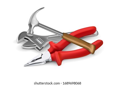 Vector illustration of a hammer plier wrench.