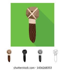 Vector illustration of hammer and prehistoric icon. Set of hammer and tool vector icon for stock.