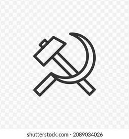 Vector illustration of hammer and sickle icon in dark color and transparent background(png).