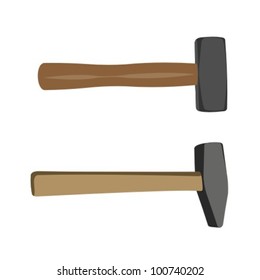 vector illustration of hammers on white
